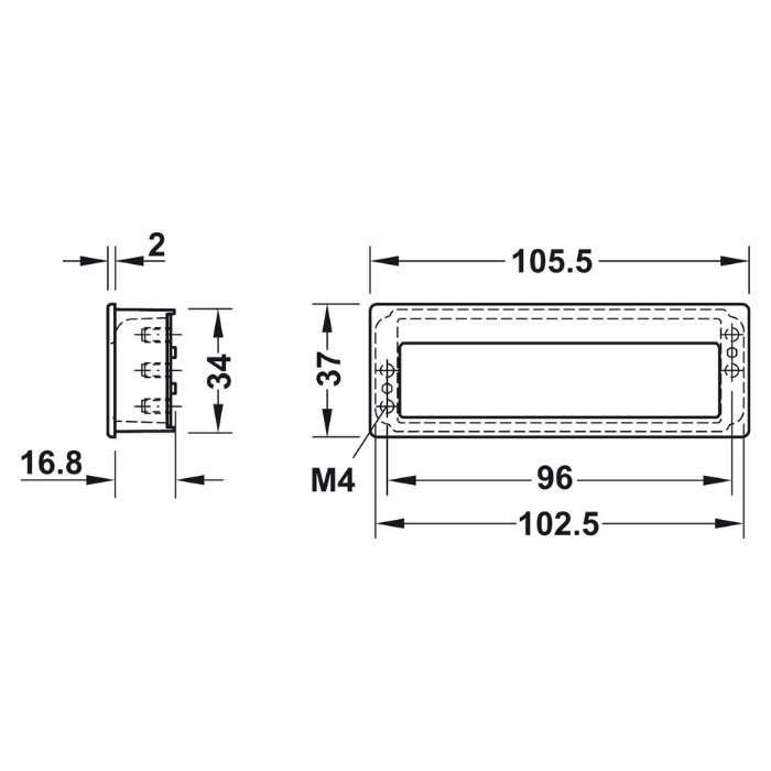 Mortise Pull, (3 3/4"") 96 mm CTC Zinc