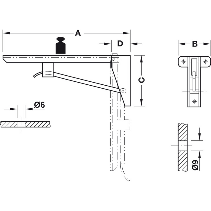 Folding Table Bracket, Hebgo, Light-Duty