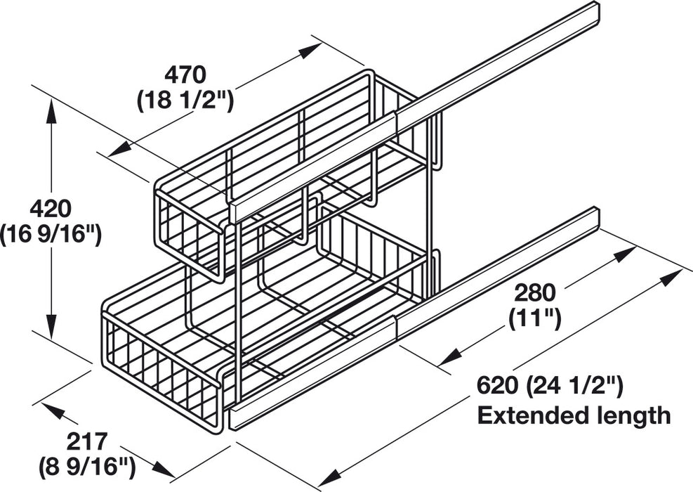 Under-Sink Storage, Base Pull-Out Steel Tray Cabinet